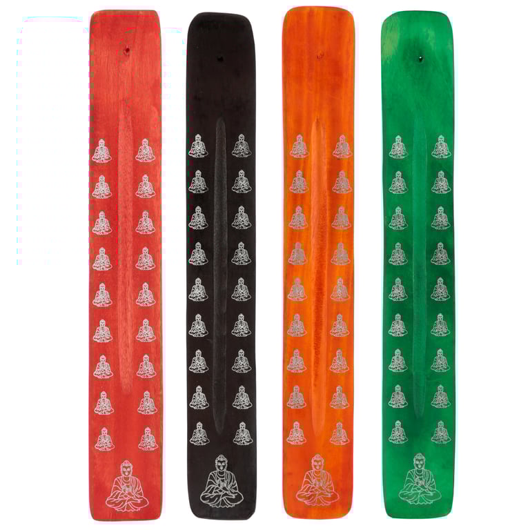 Mango Wood Buddha Incense Burner Ash Catcher - Home Decor Accessory