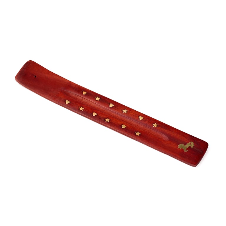 Mango Wood Incense Burner - Wooden Ash Catcher & Decorative Holder for Incense Sticks