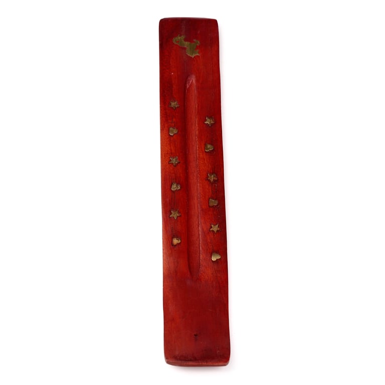 Mango Wood Incense Burner - Wooden Ash Catcher & Decorative Holder for Incense Sticks