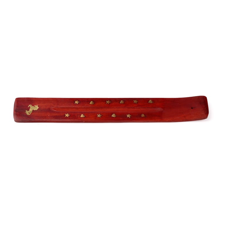 Mango Wood Incense Burner - Wooden Ash Catcher & Decorative Holder for Incense Sticks
