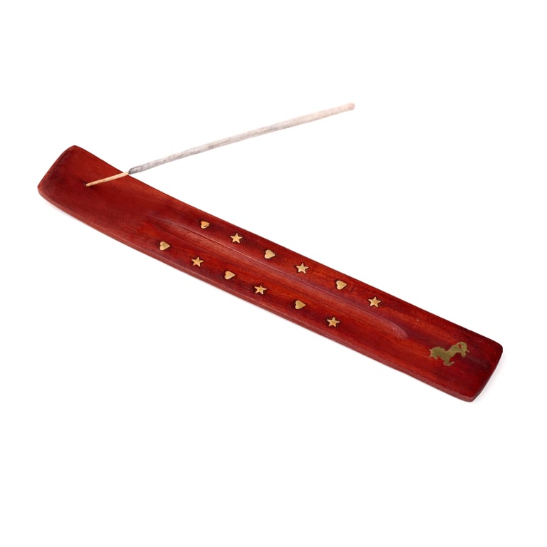 Mango Wood Incense Burner - Wooden Ash Catcher & Decorative Holder for Incense Sticks