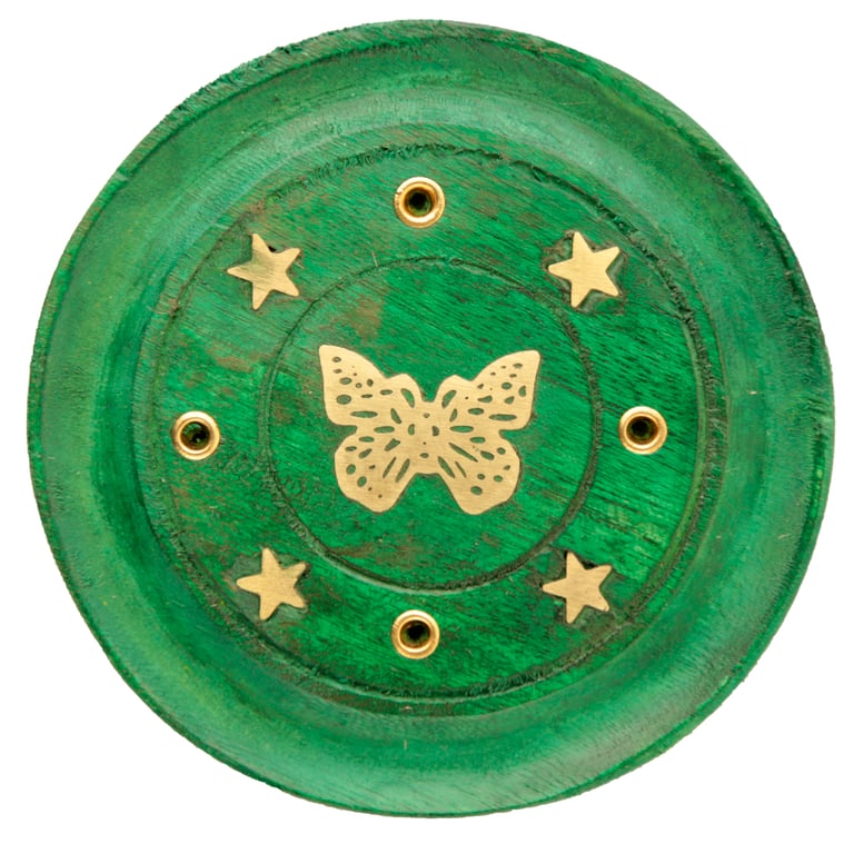 Wooden Butterfly Incense Burner with Ash Catcher - Decorative Wooden Holder for Incense Sticks and Cones