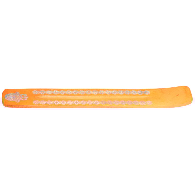 Mango Wood Hamsa Palm Inlay Incense Sticks Burner with Ashcatcher Holder
