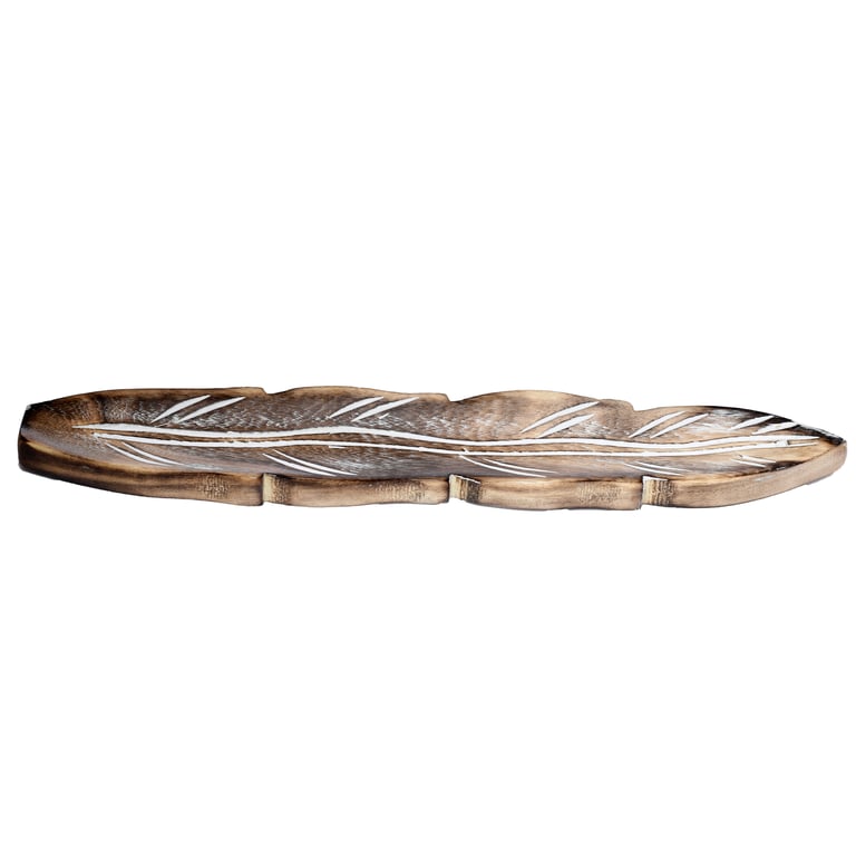 Mango Wood Feather Shaped Ashcatcher Incense Sticks Burner