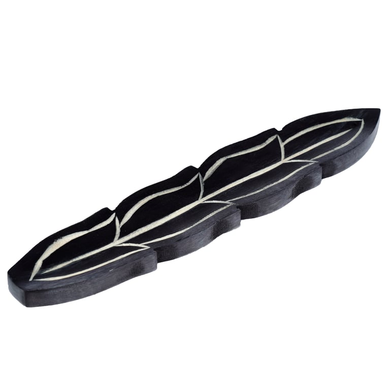 Mango Wood Feather Shaped Ashcatcher Incense Sticks Burner