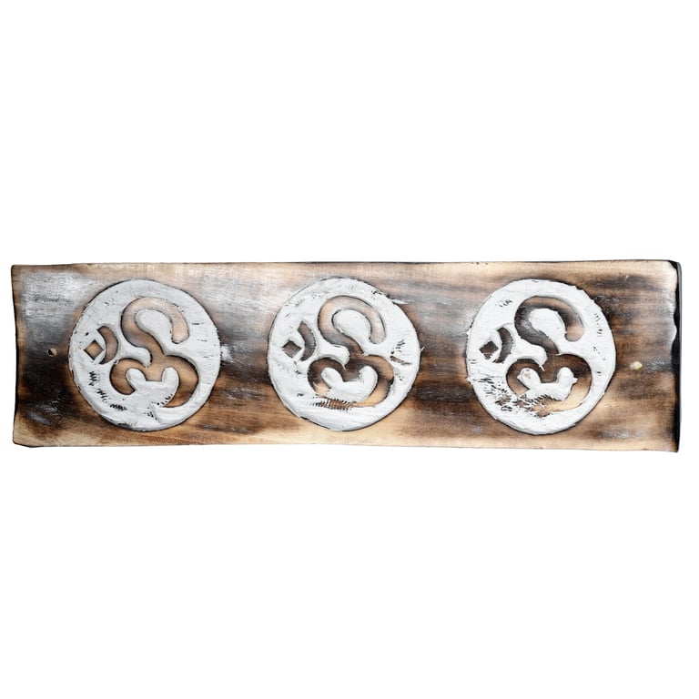 Mango Wood Ash Catcher Om Design Inlay Incense Stick Holder Tray