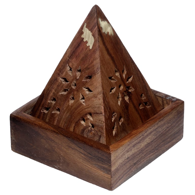 Sheesham Wood Incense Burner Box with Elephant Design and Storage