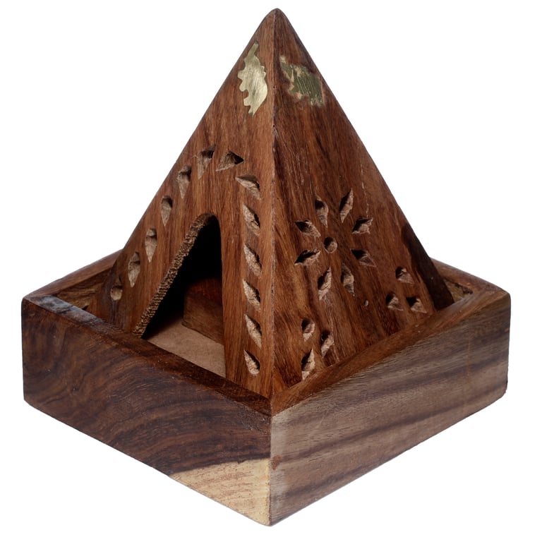 Sheesham Wood Incense Burner Box with Elephant Design and Storage