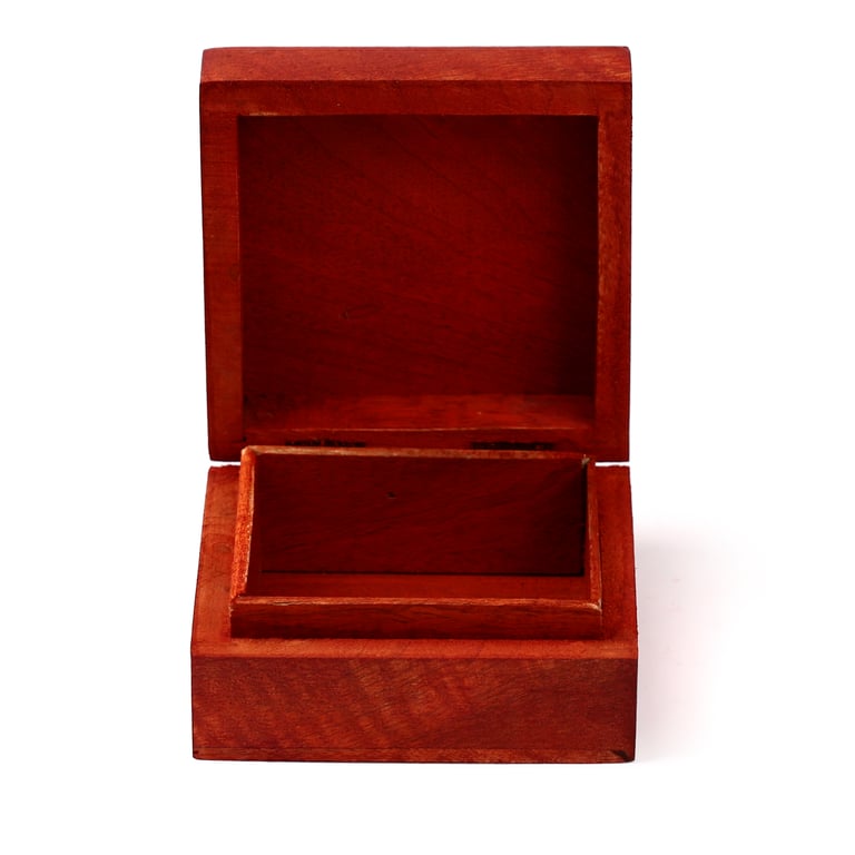 Mango Wood Carved Elephant Trinket Storage Box - Home Decor