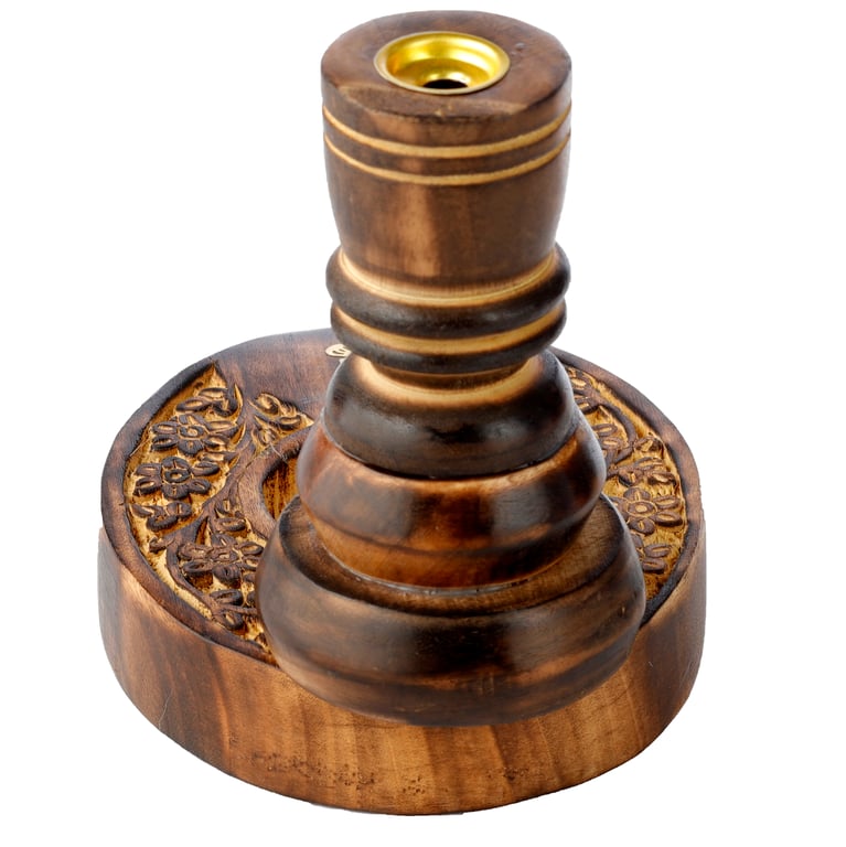 Mango Wood Backflow Incense Burner - Flower Garden Buddha
