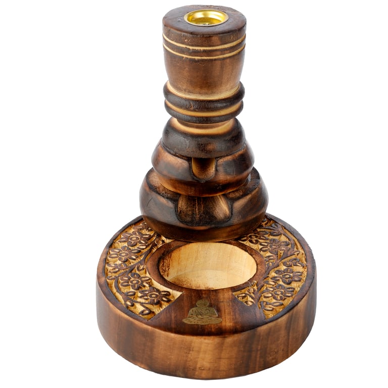 Mango Wood Backflow Incense Burner - Flower Garden Buddha