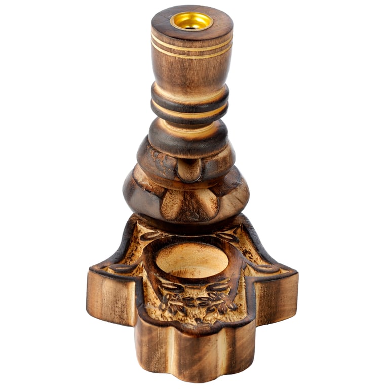 Mango Wood Hamsa Backflow Incense Burner - Heatproof Design for Home Decor