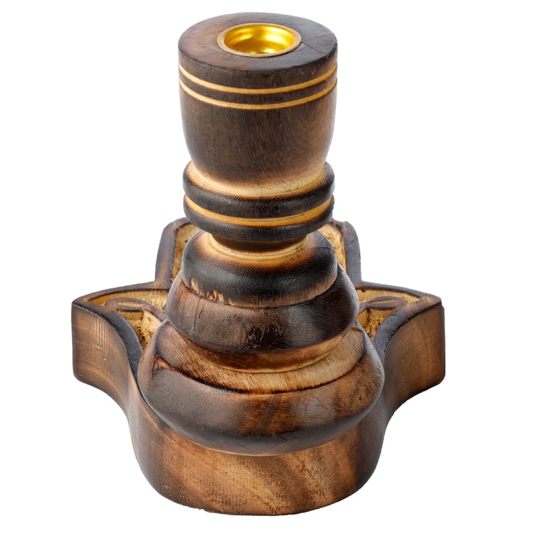 Mango Wood Hamsa Backflow Incense Burner - Heatproof Design for Home Decor