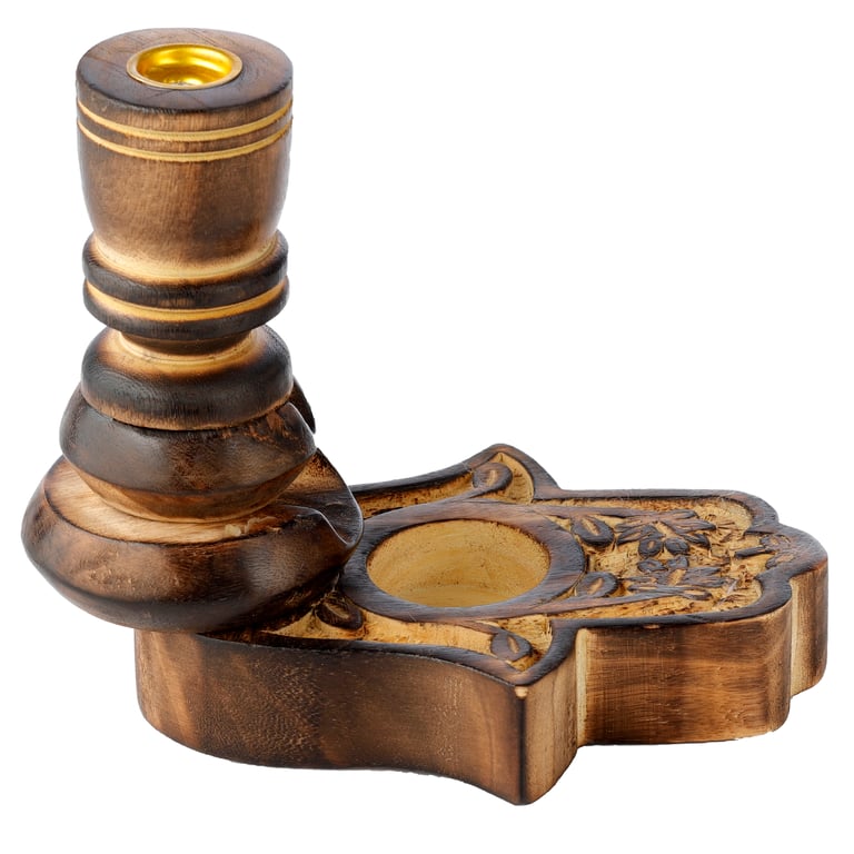 Mango Wood Hamsa Backflow Incense Burner - Heatproof Design for Home Decor