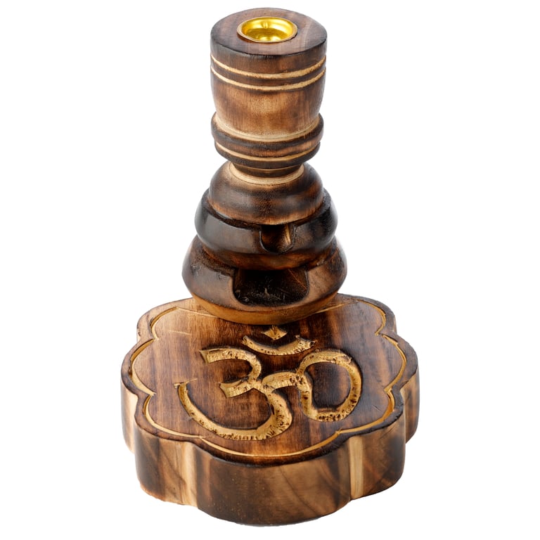 Mango Wood Backflow Incense Burner - Om Symbol