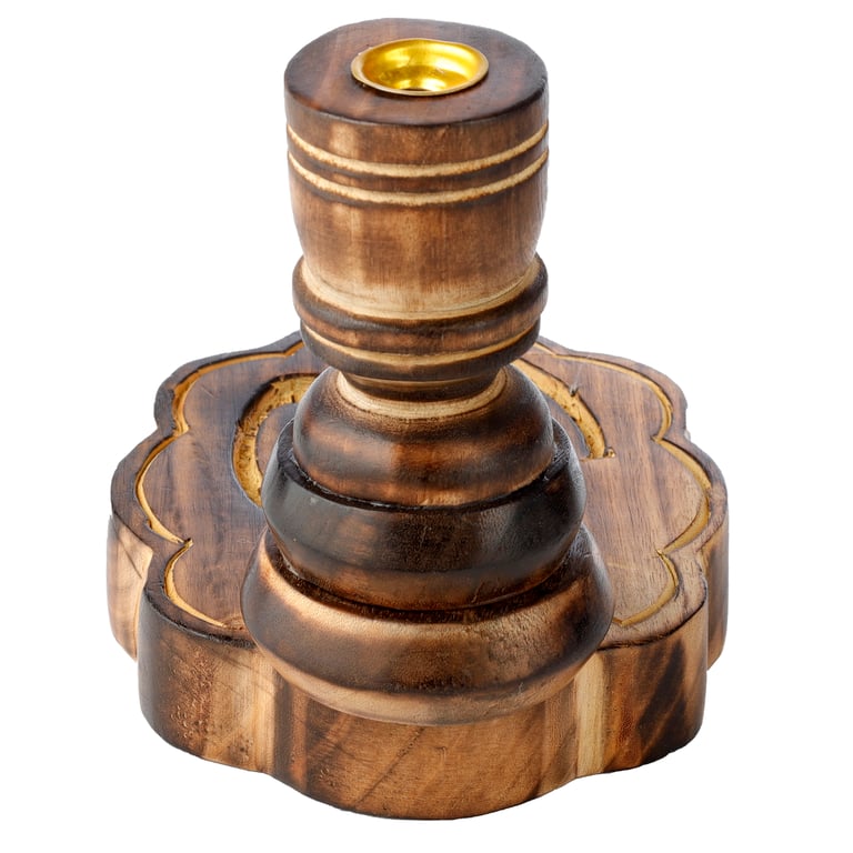 Mango Wood Backflow Incense Burner - Om Symbol