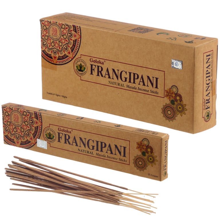 Goloka Frangipani Hand Rolled Cruelty Free Vegan Incense Sticks 30 Min Burn Time