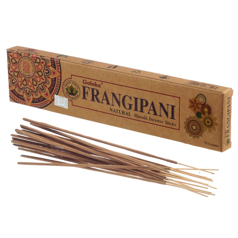 Goloka Frangipani Hand Rolled Cruelty Free Vegan Incense Sticks 30 Min Burn Time