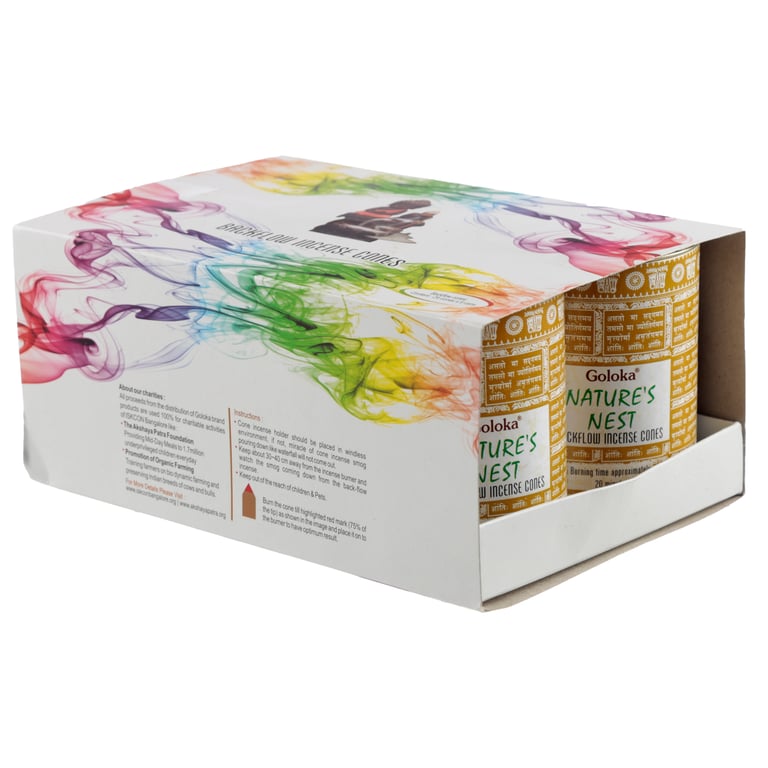 Goloka Backflow Incense Cones - Vegan & Cruelty Free, 24 Count, 20 Minute Burn Time