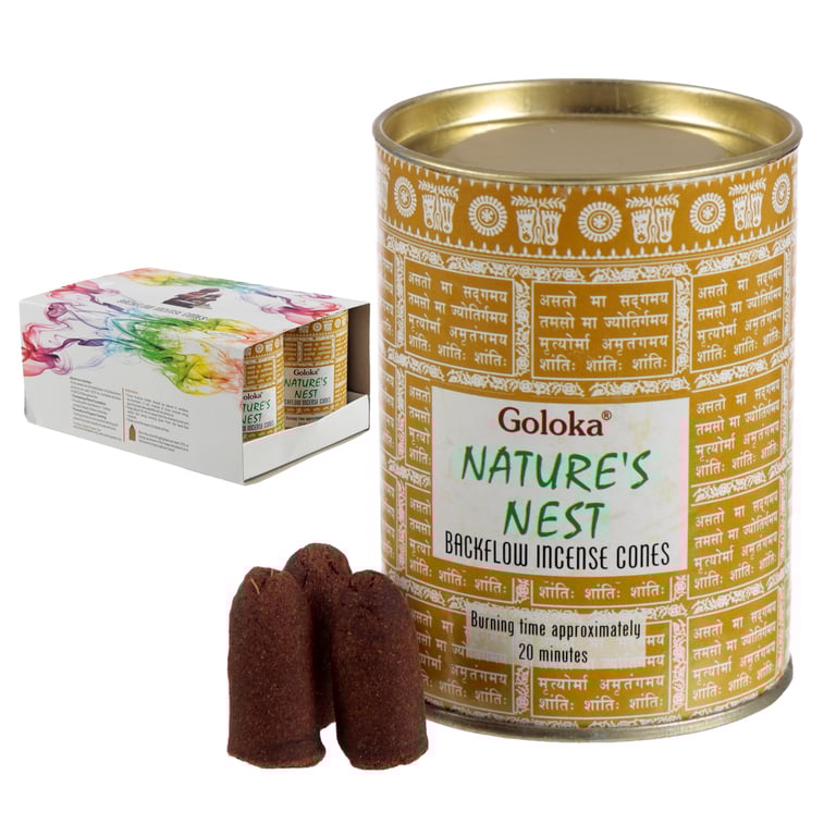 Goloka Backflow Incense Cones - Vegan & Cruelty Free, 24 Count, 20 Minute Burn Time