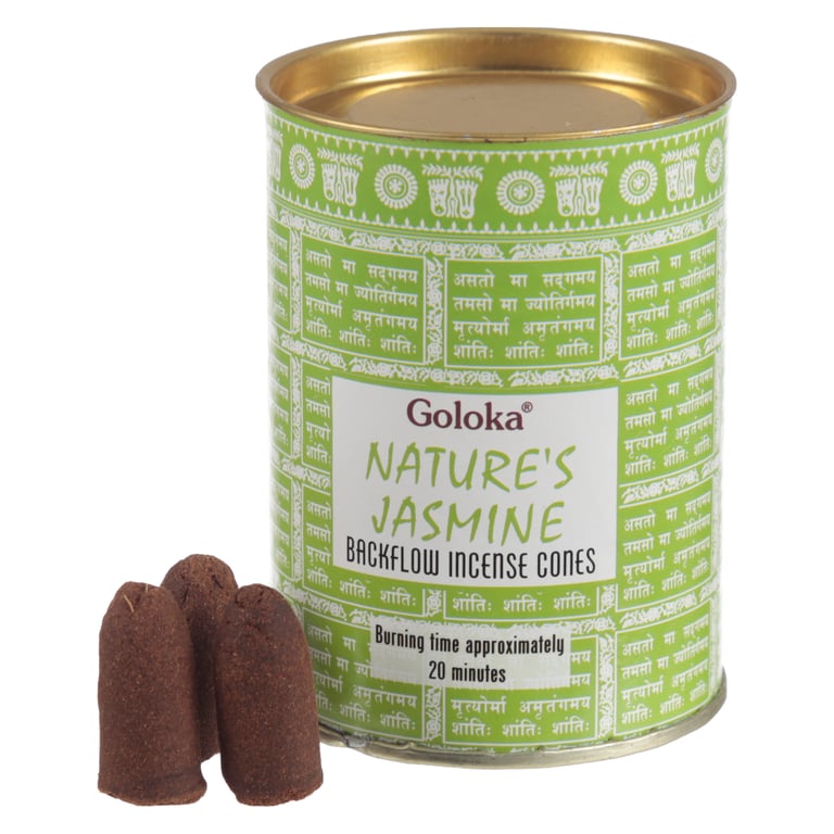Goloka Backflow Jasmine Incense Cones - Natural, Vegan, Cruelty-Free