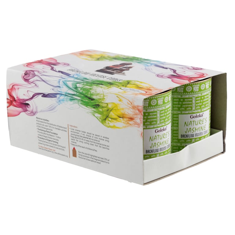Goloka Backflow Jasmine Incense Cones - Natural, Vegan, Cruelty-Free
