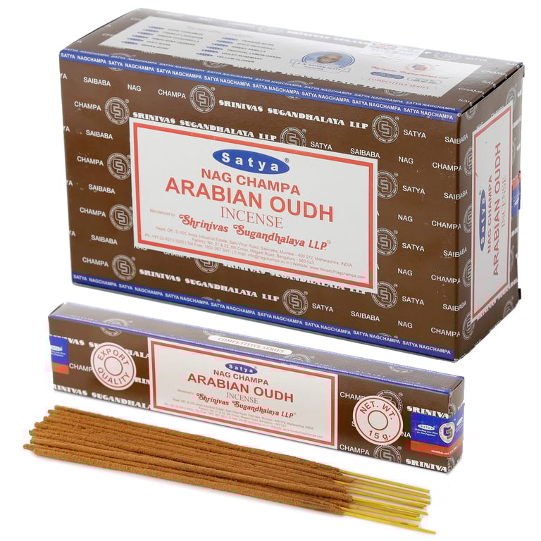 Satya Nag Champa Arabian Oudh Incense Sticks - Cruelty Free & Vegan Hand Rolled Aromatherapy