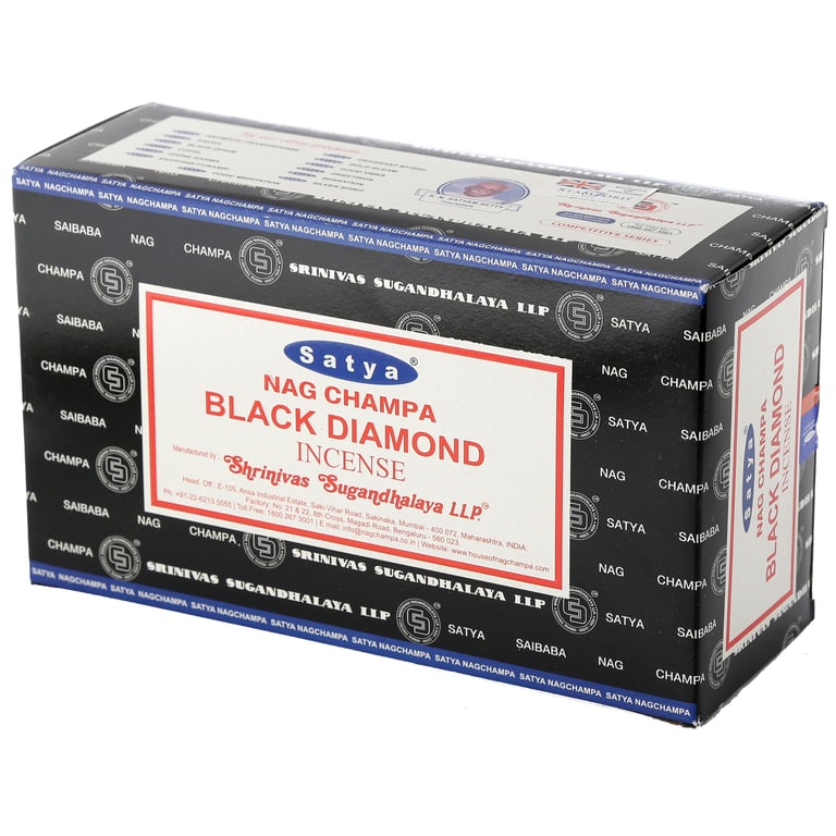 Satya Nag Champa Black Diamond Hand Rolled Incense Sticks - Cruelty Free & Vegan
