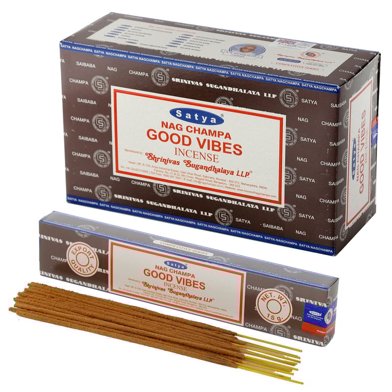 Satya Nag Champa Hand Rolled Cruelty Free Vegan Incense Sticks - 12 Pack, 30 Min Burn Time