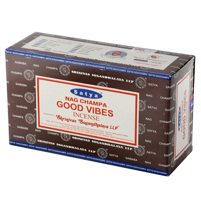 Satya Nag Champa Hand Rolled Cruelty Free Vegan Incense Sticks - 12 Pack, 30 Min Burn Time