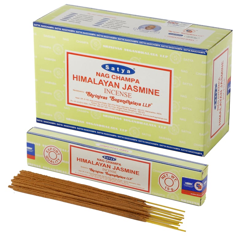 Satya Nag Champa Himalayan Jasmine Incense Sticks - Cruelty Free & Vegan, 30 Minute Burn Time