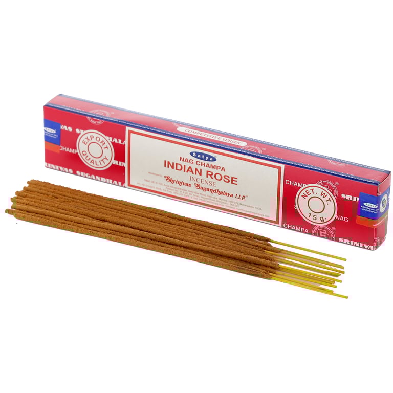 Satya Nag Champa Indian Rose Hand Rolled Incense Sticks (Cruelty Free & Vegan) 30-Minute Burn Time