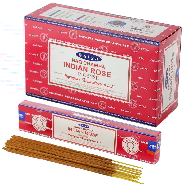 Satya Nag Champa Indian Rose Hand Rolled Incense Sticks (Cruelty Free & Vegan) 30-Minute Burn Time