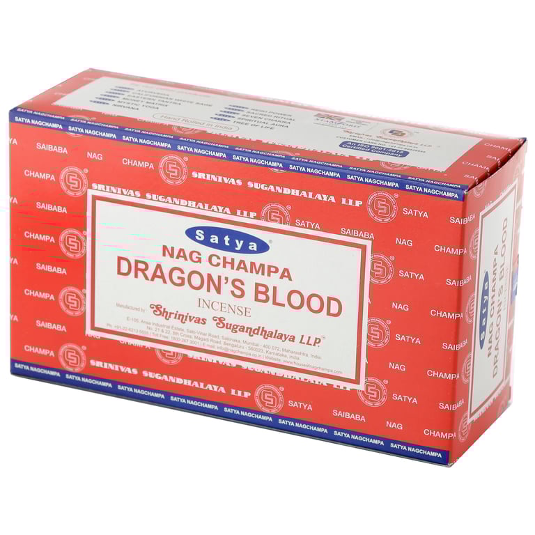Satya Nag Champa Dragons Blood Incense Sticks - Cruelty Free & Vegan, 30 Minute Burn Time