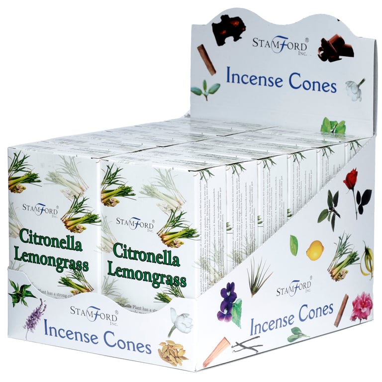 Stamford Citronella & Lemongrass Incense Cones - Cruelty Free & Vegan Friendly Home Fragrance