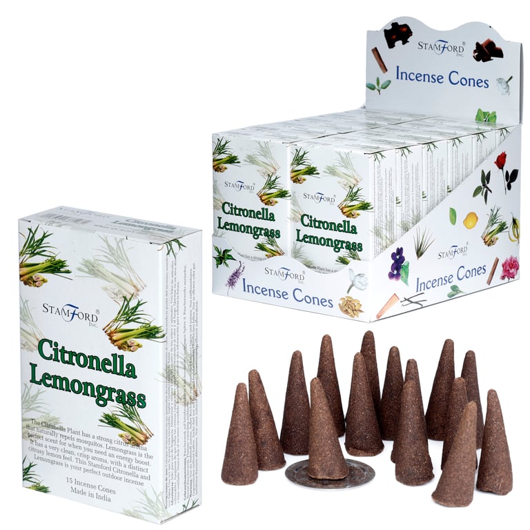 Stamford Citronella & Lemongrass Incense Cones - Cruelty Free & Vegan Friendly Home Fragrance