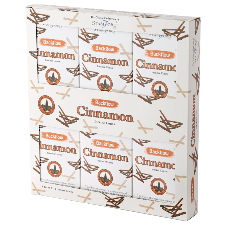 Stamford Backflow Cinnamon Incense Cones - Vegan & Cruelty Free, Hand Rolled