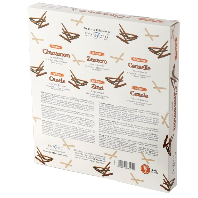 Stamford Backflow Cinnamon Incense Cones - Vegan & Cruelty Free, Hand Rolled