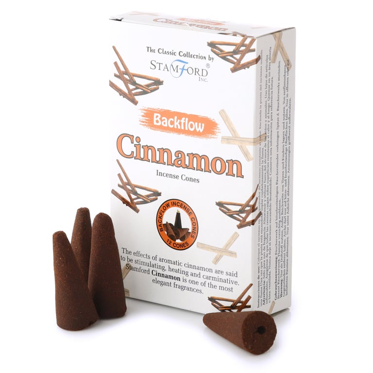 Stamford Backflow Cinnamon Incense Cones - Vegan & Cruelty Free, Hand Rolled