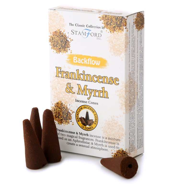 Stamford Backflow Frankincense & Myrrh Hand Rolled Incense Cones - Vegan & Cruelty Free