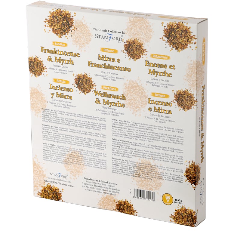 Stamford Backflow Frankincense & Myrrh Hand Rolled Incense Cones - Vegan & Cruelty Free