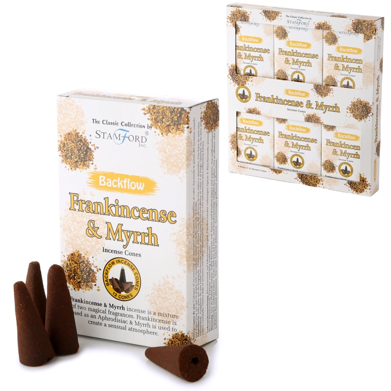 Stamford Backflow Frankincense & Myrrh Hand Rolled Incense Cones - Vegan & Cruelty Free