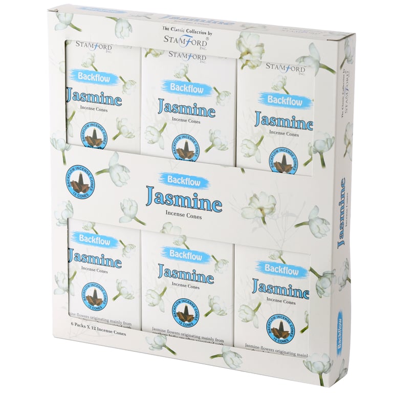 Stamford Backflow Jasmine Incense Cones - Hand Rolled, 30 Minute Burn Time, Cruelty Free & Vegan