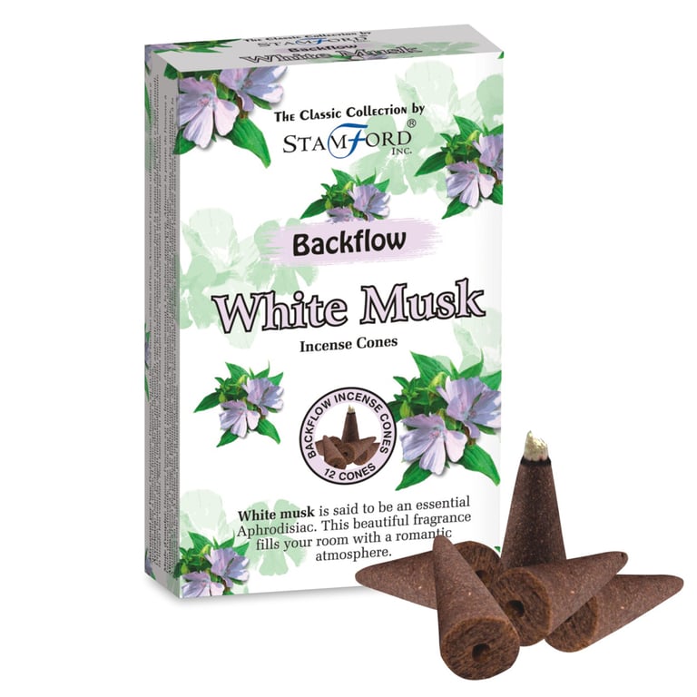 Stamford Backflow White Musk Vegan & Cruelty-Free Incense Cones 30 Min Burn Time