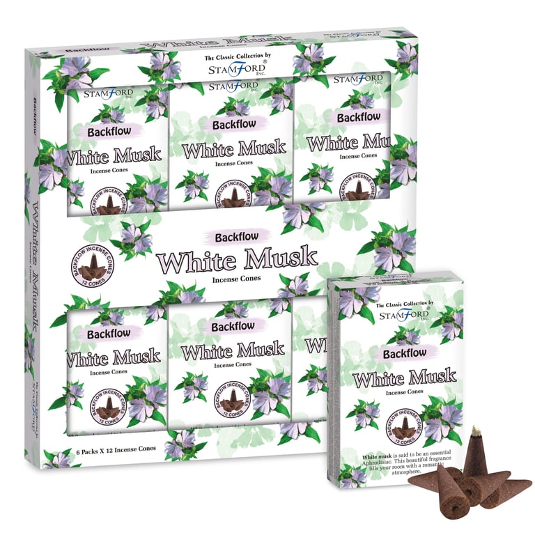 Stamford Backflow White Musk Vegan & Cruelty-Free Incense Cones 30 Min Burn Time