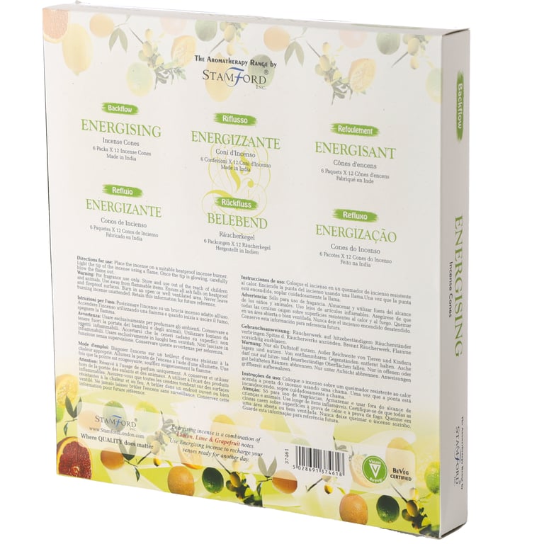 Stamford Backflow Energising Incense Cones - Hand Rolled, Cruelty Free & Vegan, 30 Minute Burn Time