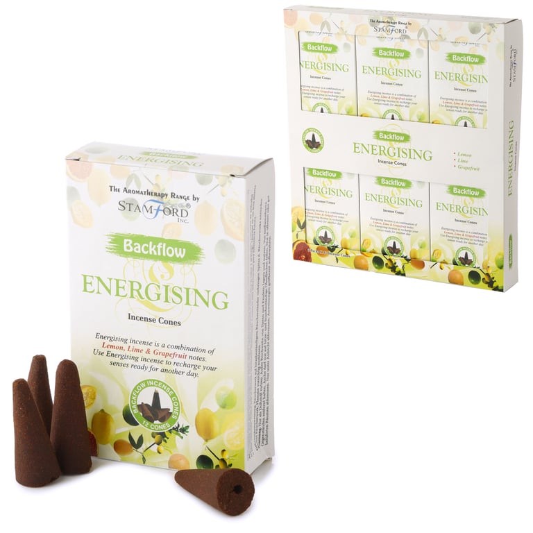 Stamford Backflow Energising Incense Cones - Hand Rolled, Cruelty Free & Vegan, 30 Minute Burn Time