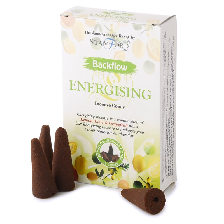 Stamford Backflow Energising Incense Cones - Hand Rolled, Cruelty Free & Vegan, 30 Minute Burn Time