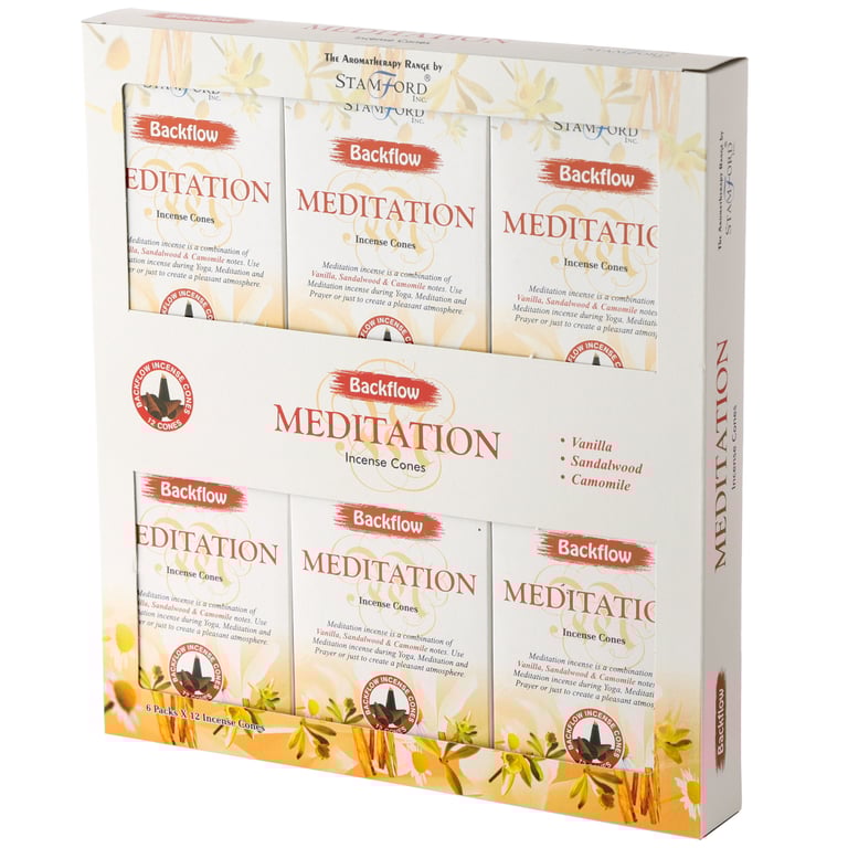 Stamford Backflow Hand Rolled Meditation Incense Cones - Vegan & Cruelty Free, 30 Min Burn Time