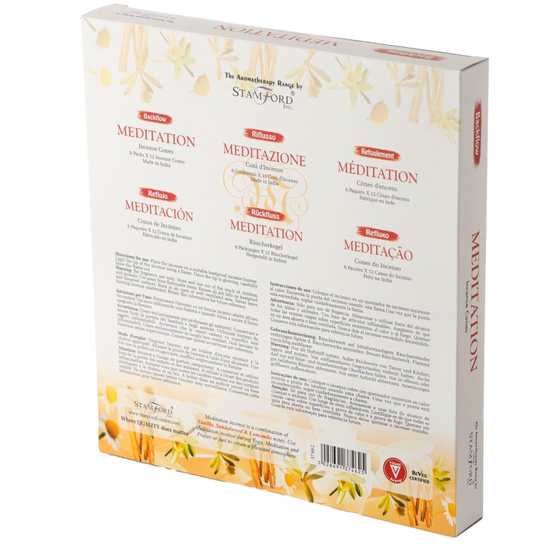 Stamford Backflow Hand Rolled Meditation Incense Cones - Vegan & Cruelty Free, 30 Min Burn Time